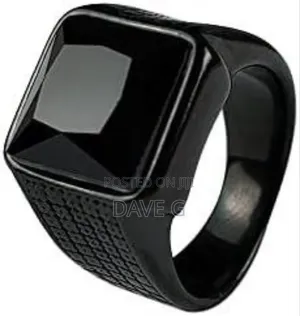Stainless Steel Square Black Onyx Men's Ring