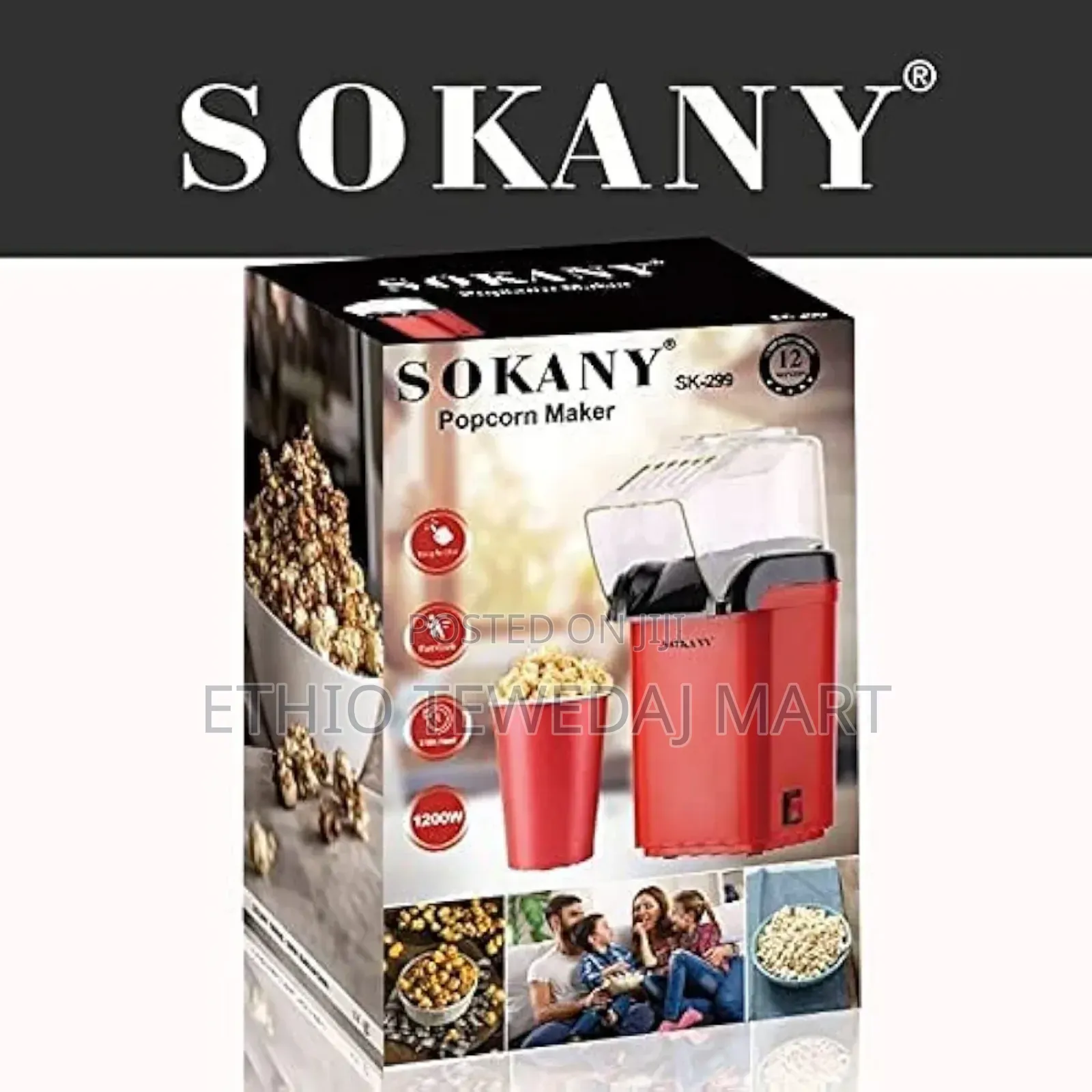 Sokany Electrical Hot Air Popcorn Maker.