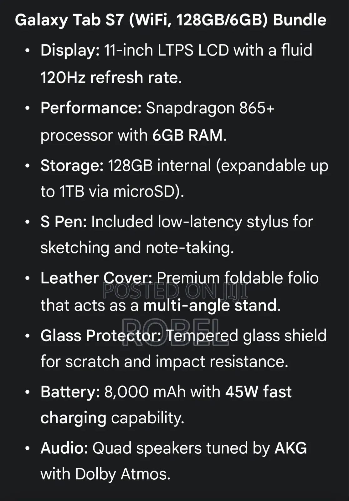 New Samsung Galaxy Tab S7 128 GB Black