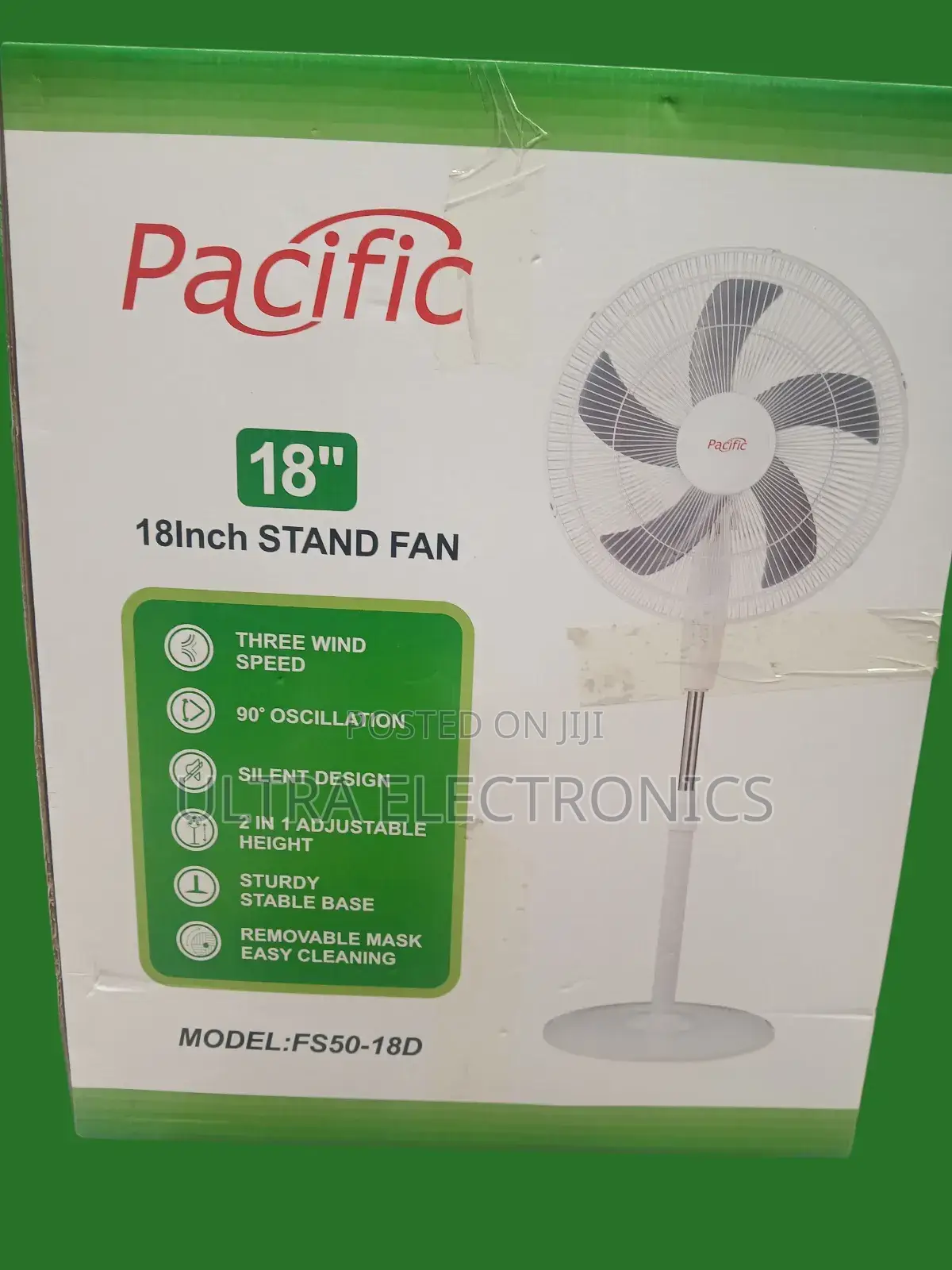 Pacific 18-Inch Stand Fan, Model: Fs50-18d. 18-Inch Size Three Wind