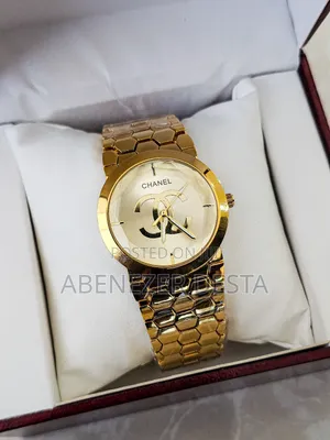 Gold-Tone Women's Chanel-Branded Wristwatch