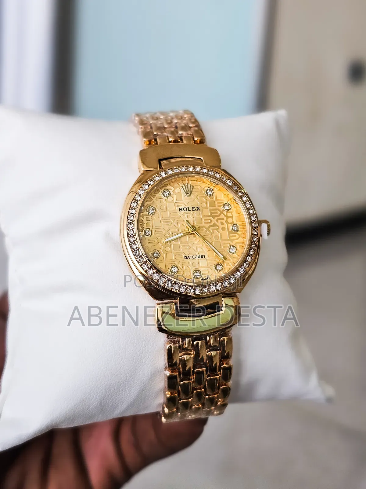 Gold-Tone Rolex Datejust Watch With a Diamond Bezel and Diamond