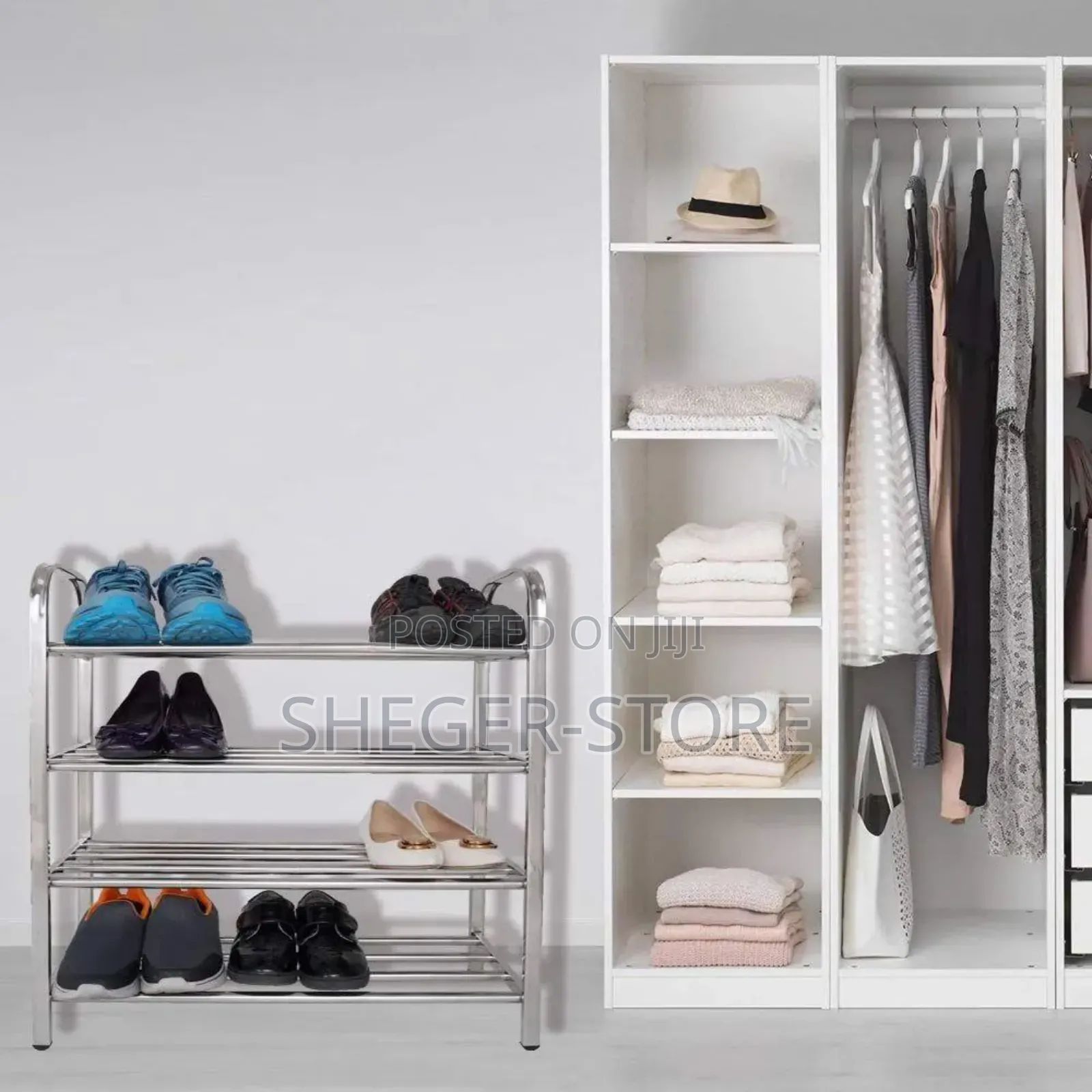 Orginal 4 Layer Stainless Steel Shoes Rack ( ከወፍራም ብረት የተሰራ)