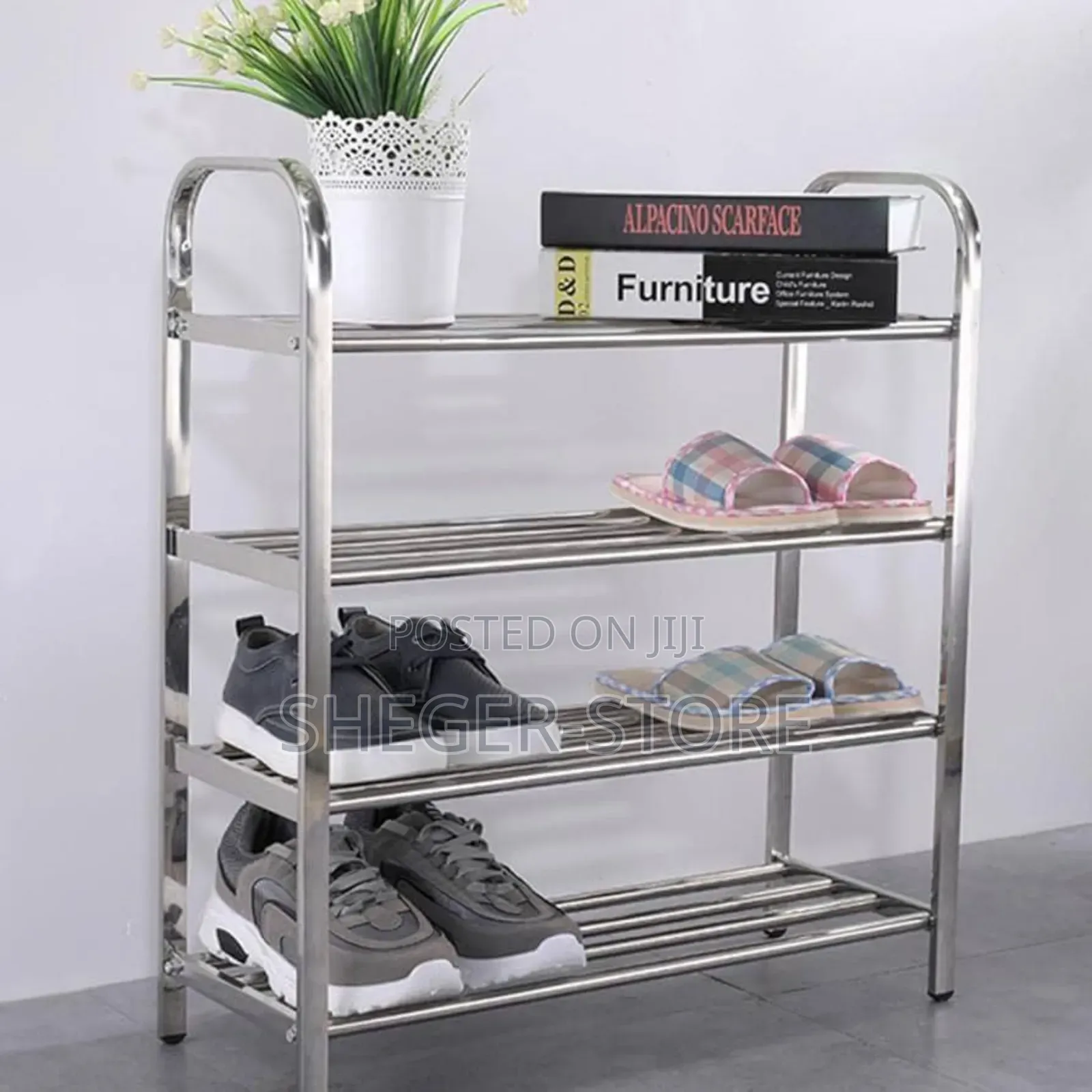 Orginal 4 Layer Stainless Steel Shoes Rack ( ከወፍራም ብረት የተሰራ)