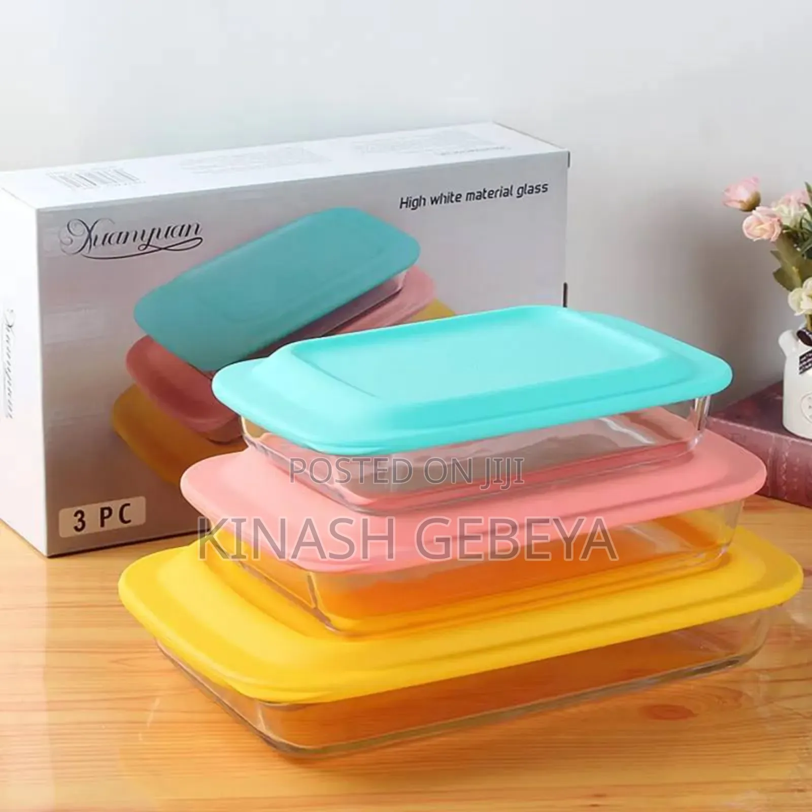 3pcs High Quality Glass Baking Dish With Lid