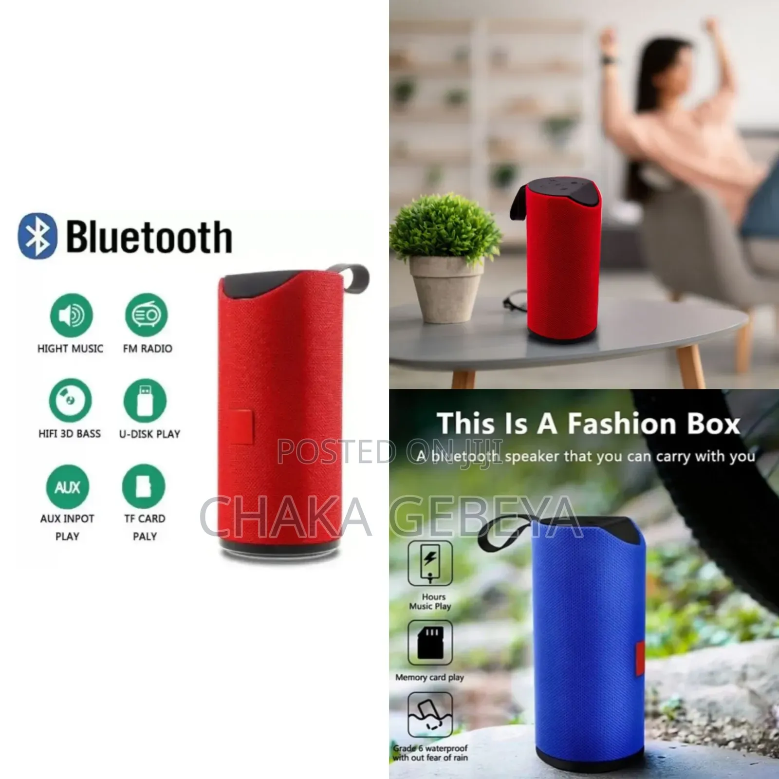 Portable Bluetooth Speaker With Fm Radio, Usb/Sd Playback Long Battery