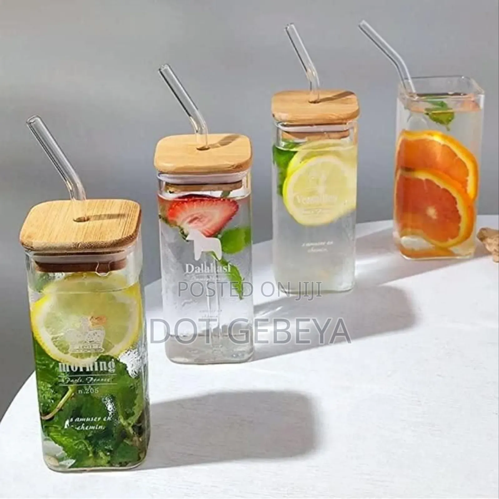 Glass Drinking Mug With Straw