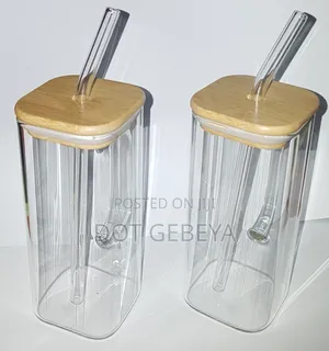 Glass Drinking Mug With Straw