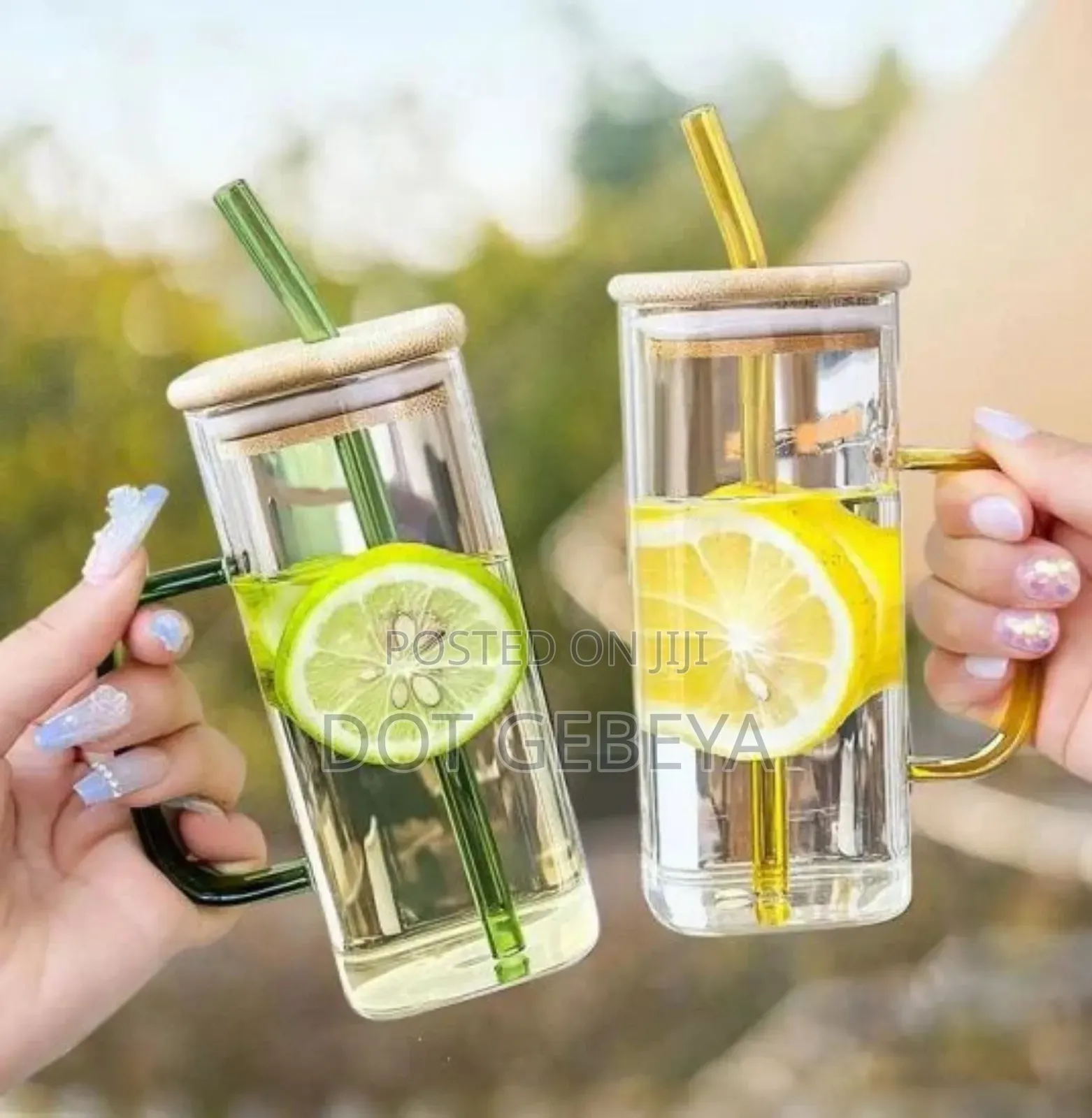 Glass Drinking Mug With Straw