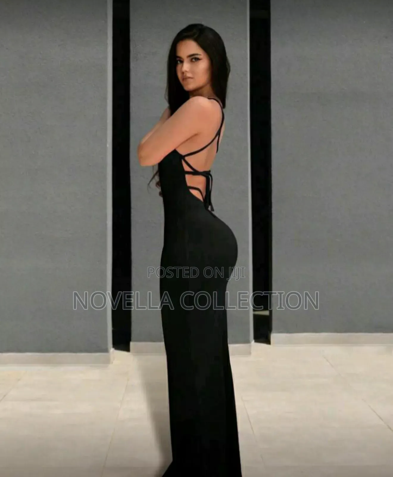 Spaghetti Strap Backless Sleeveless Black Dress