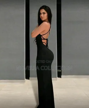 Spaghetti Strap Backless Sleeveless Black Dress