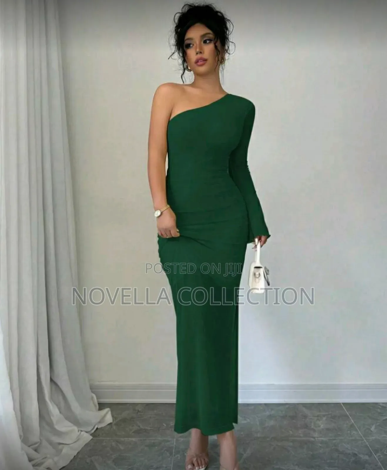 Sweetheart Collar Long Sleeve Casual Slim Fit Dress