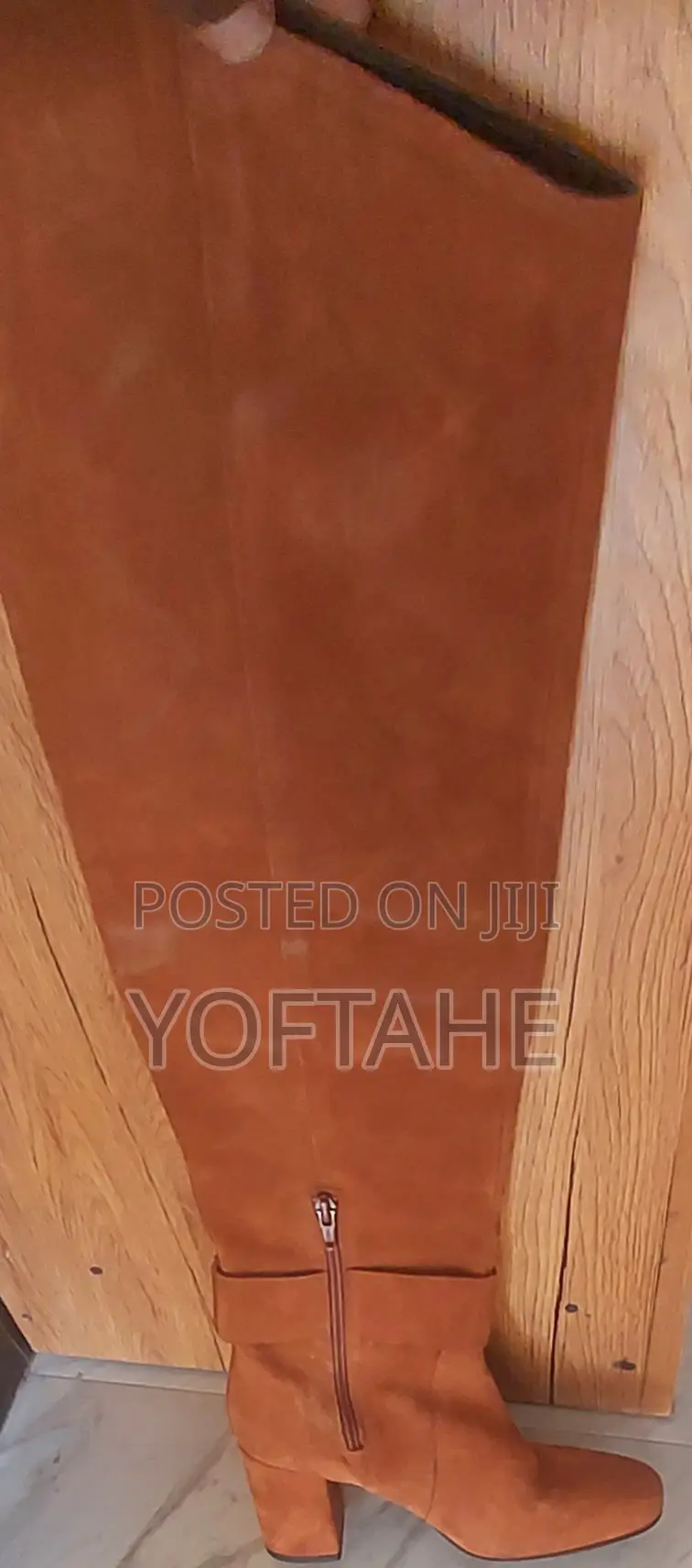 Pinko Suede Knee-High Buckle Boots (Made in Spain)