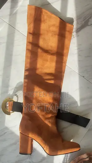 Pinko Suede Knee-High Buckle Boots (Made in Spain)