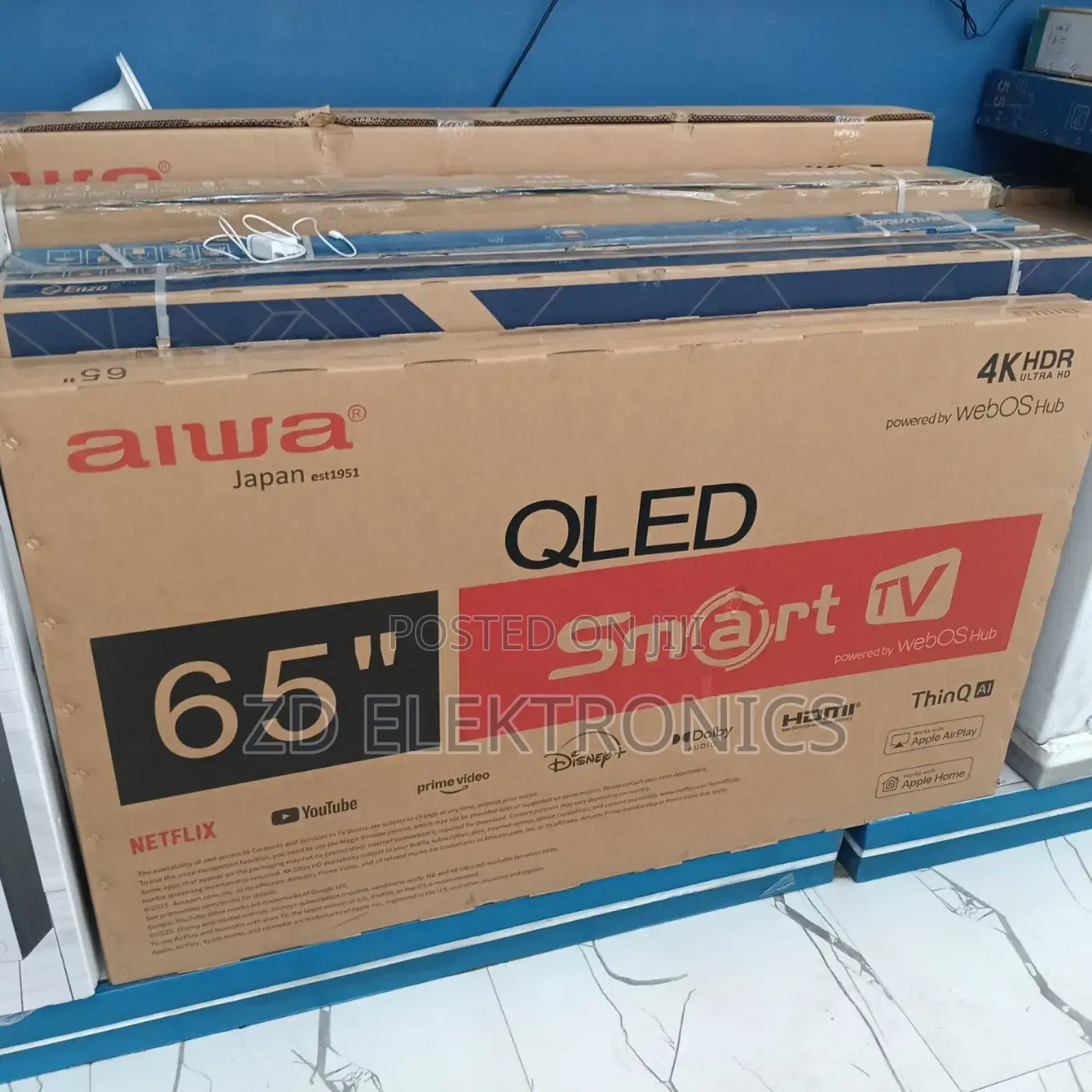 Aiwa Smart Qled Tv 65 Inch Andraid Framless Tv 2025 Brand Model