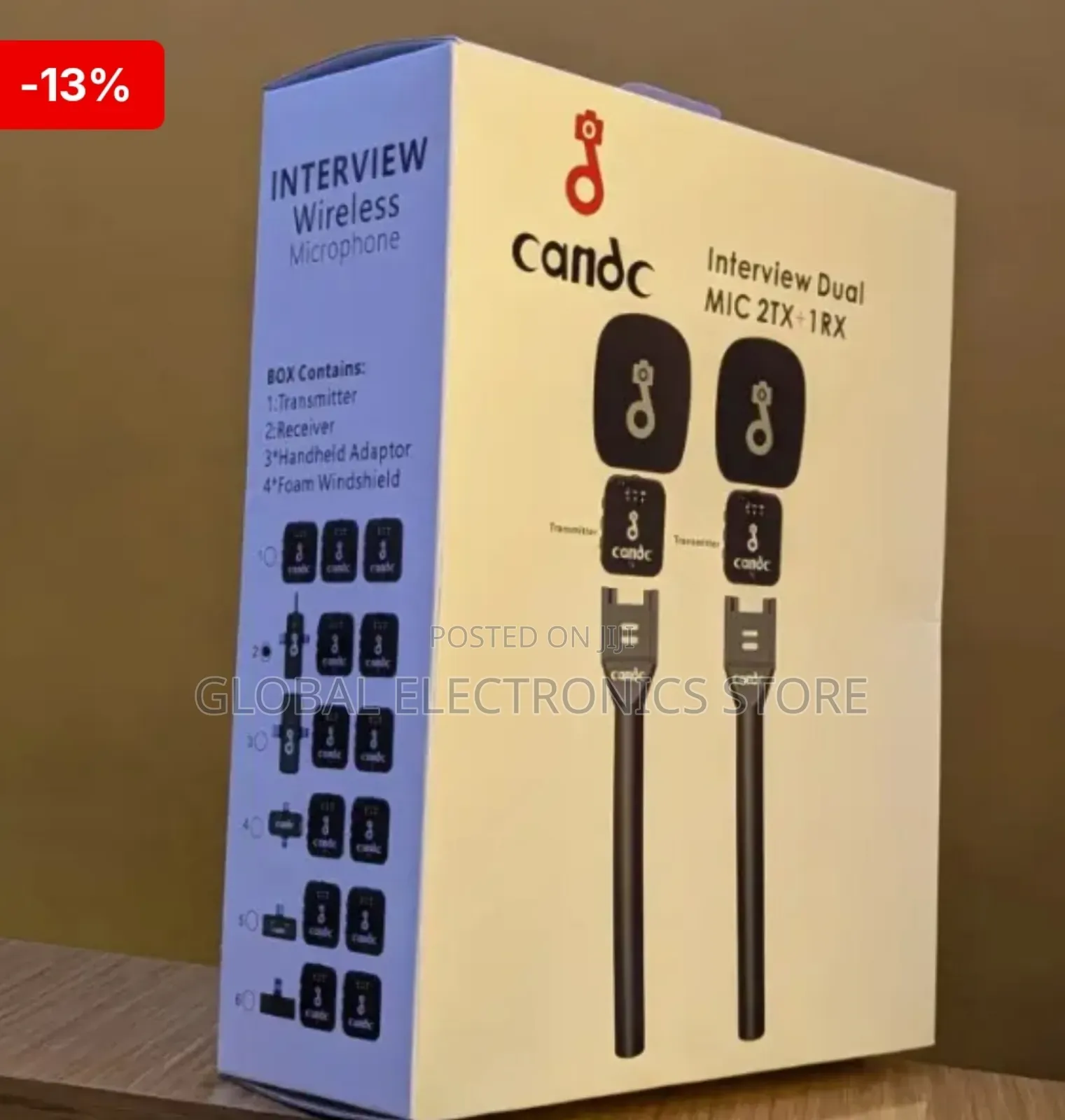 Candc Dual Wireless Interview Microphone 2 Transmitters + 1 Receiver