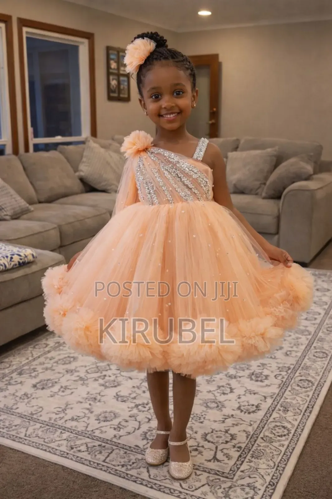 Peach Princess Baby Girl Dress | Handmade by Dyk Kids | Made to Order