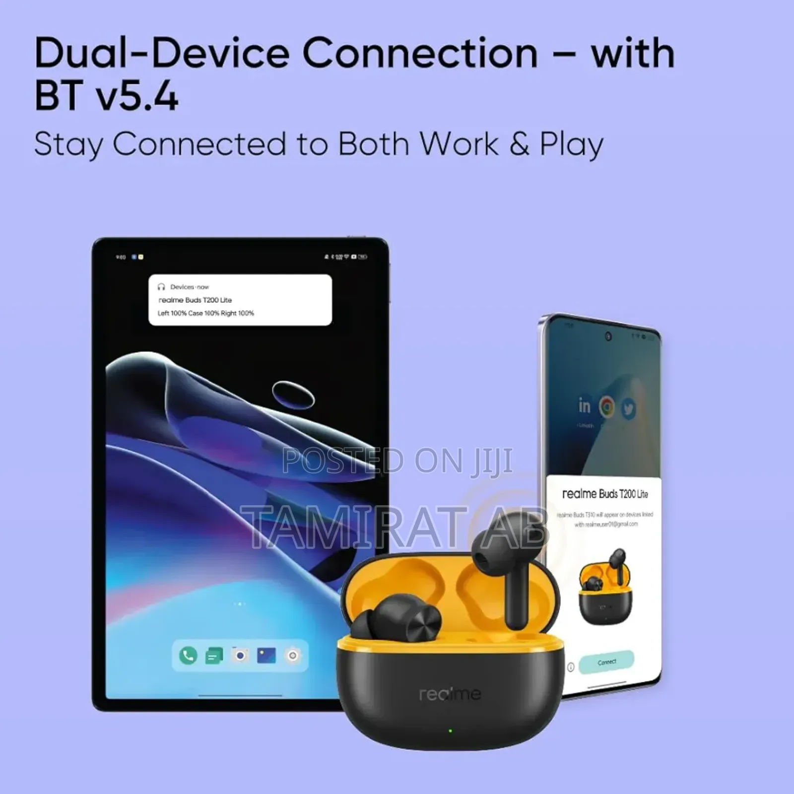 Realme Buds T200 Lite Bluetooth Earbuds Quad-Mic Ai Enc for Calls