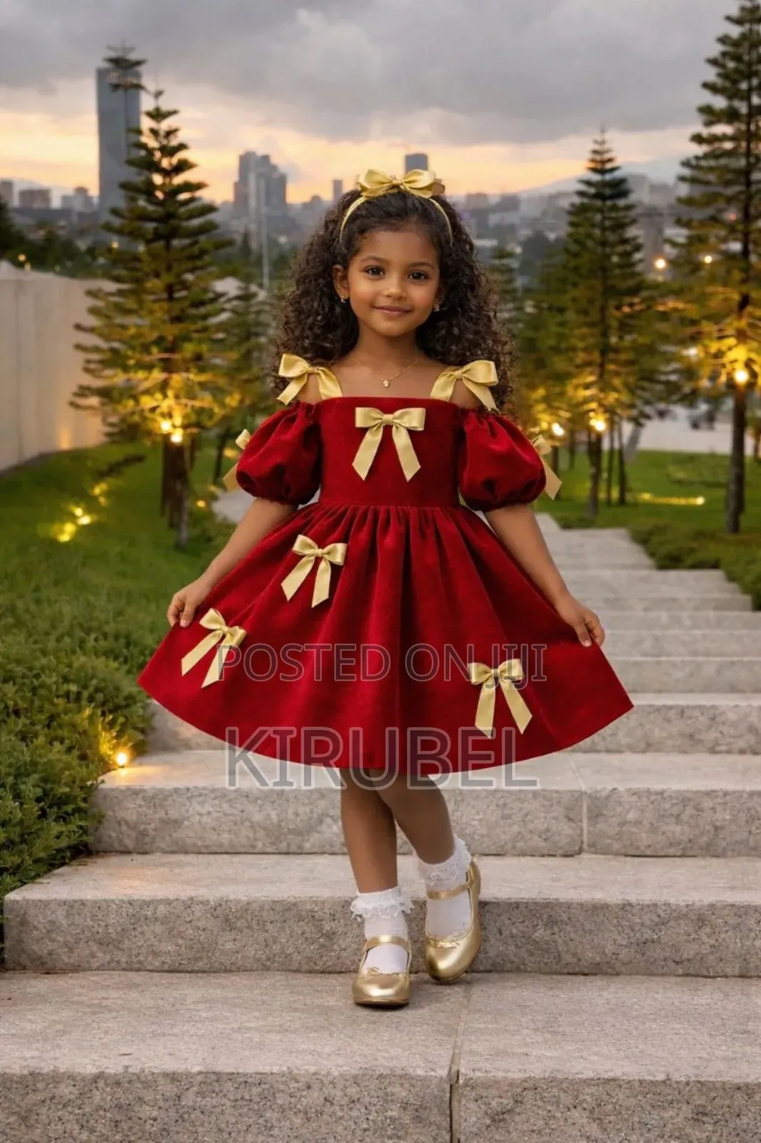 Red Angelica Baby Girl Dress With Bows | Handmade by Dyk Kids |