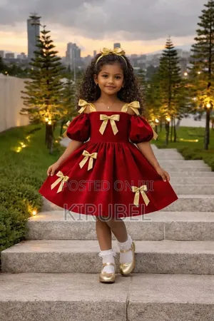 Red Angelica Baby Girl Dress With Bows | Handmade by Dyk Kids |