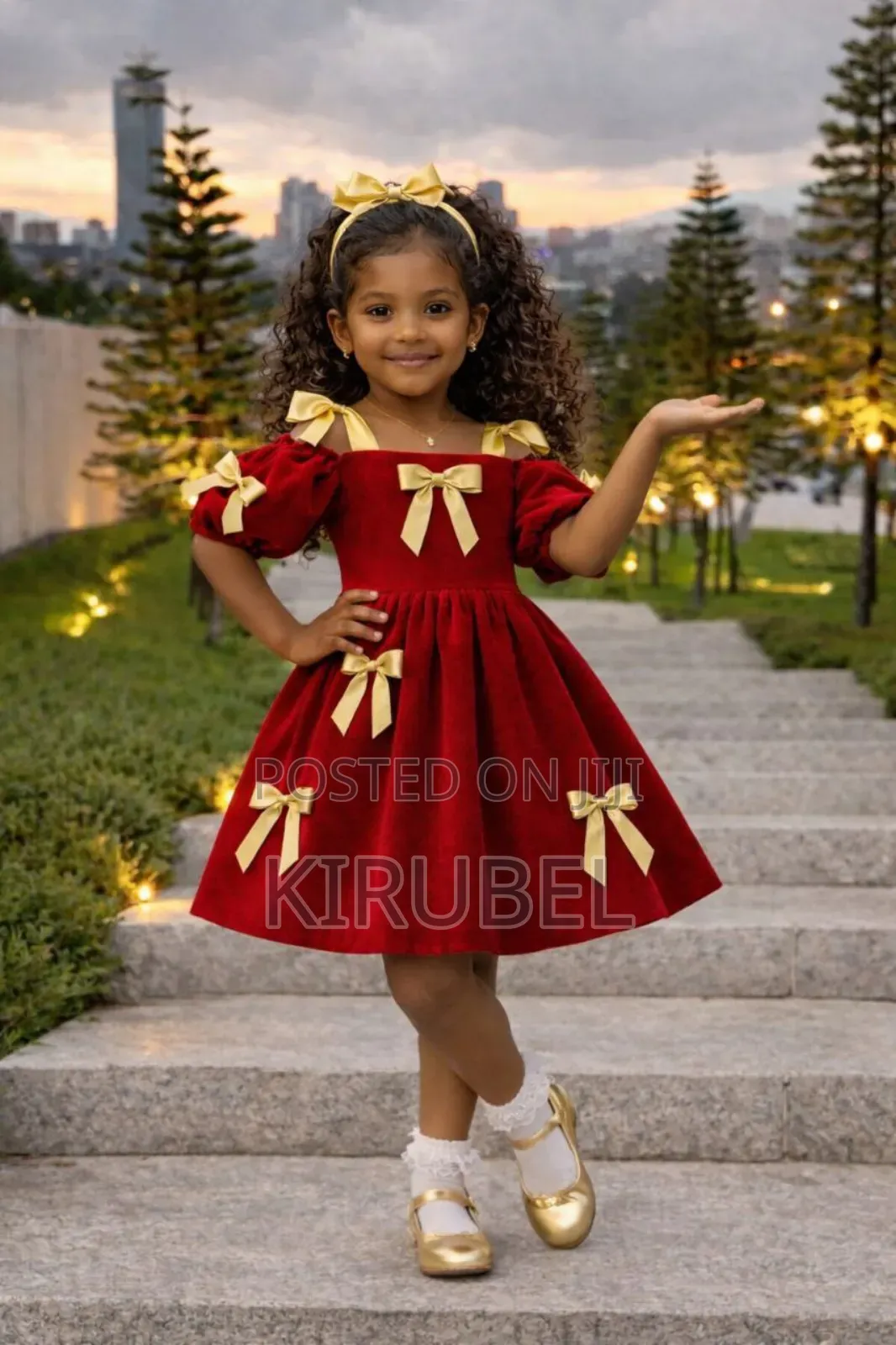Red Angelica Baby Girl Dress With Bows | Handmade by Dyk Kids |