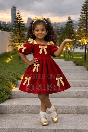 Red Angelica Baby Girl Dress With Bows | Handmade by Dyk Kids |