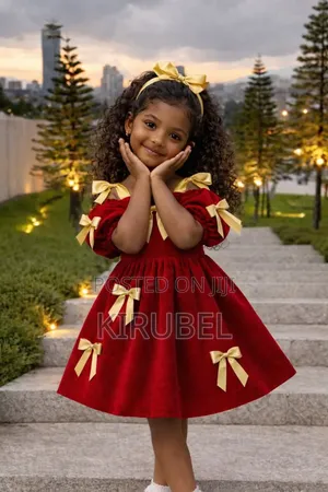 Red Angelica Baby Girl Dress With Bows | Handmade by Dyk Kids |