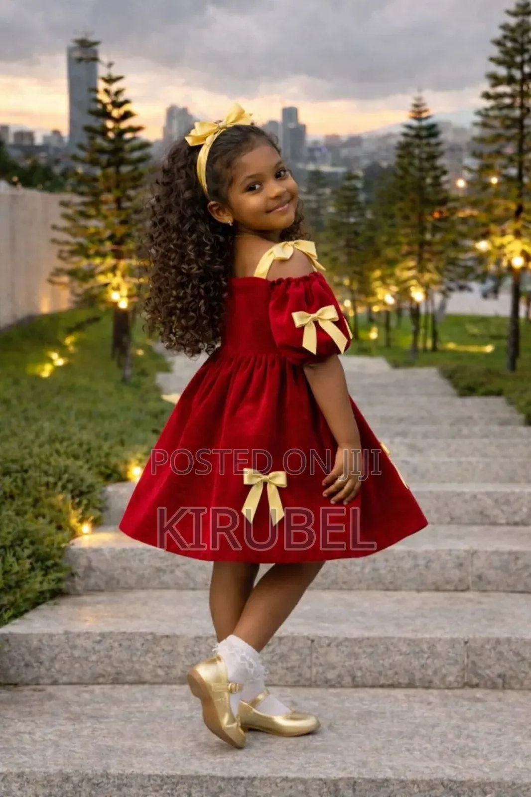 Red Angelica Baby Girl Dress With Bows | Handmade by Dyk Kids |