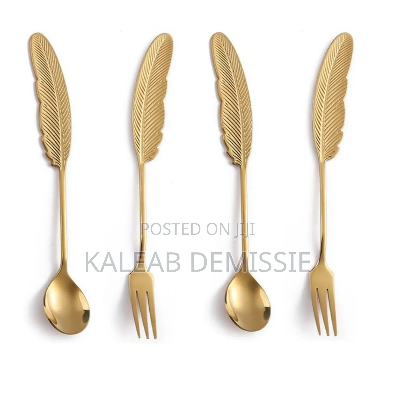 Gold Stirring Spoons And Dessert Forks ኳሊቲ ማንኪያና ሹካ