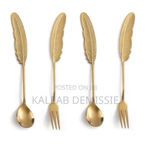 Gold Stirring Spoons And Dessert Forks ኳሊቲ ማንኪያና ሹካ
