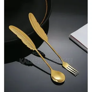 Gold Stirring Spoons And Dessert Forks ኳሊቲ ማንኪያና ሹካ