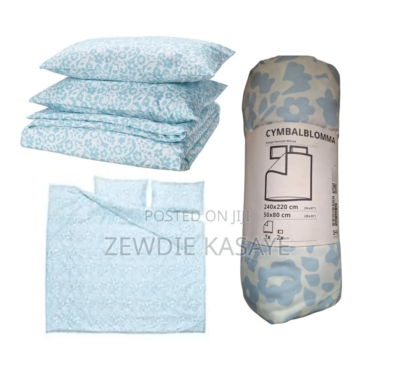 Ikea Cymbalblomma Duvet Cover and 2 Pillowcases, 240x220/50x80 Cm