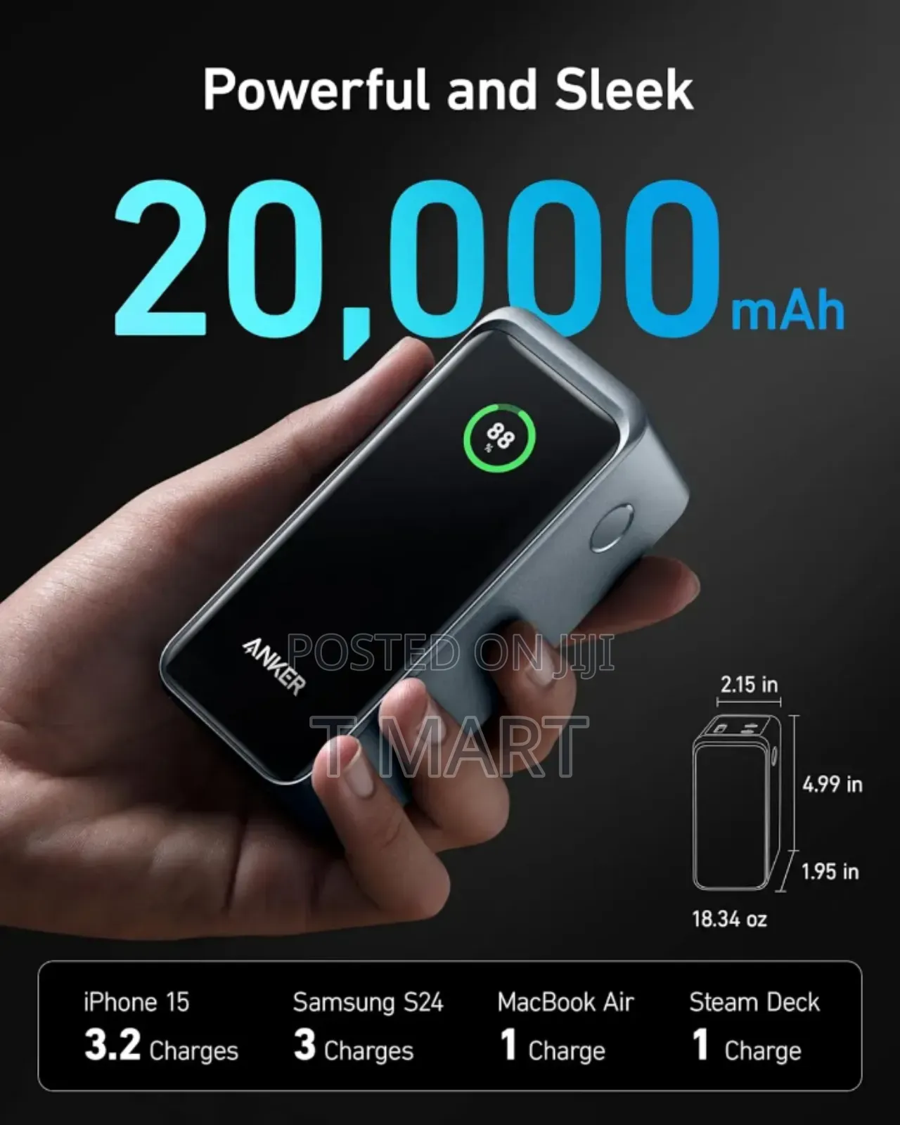 Anker Prime 20,000mah 200w Power Bank (Approx Specs)