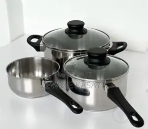 Ikea 3 Pices Cookware Set, Glass/Stainless Steel