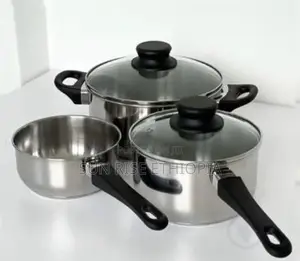 Ikea 3 Pices Cookware Set, Glass/Stainless Steel