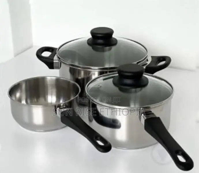 Ikea 3 Pices Cookware Set, Glass/Stainless Steel