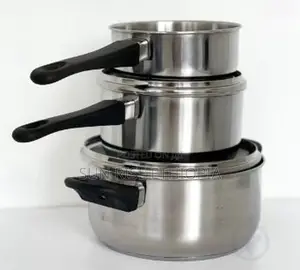 Ikea 3 Pices Cookware Set, Glass/Stainless Steel