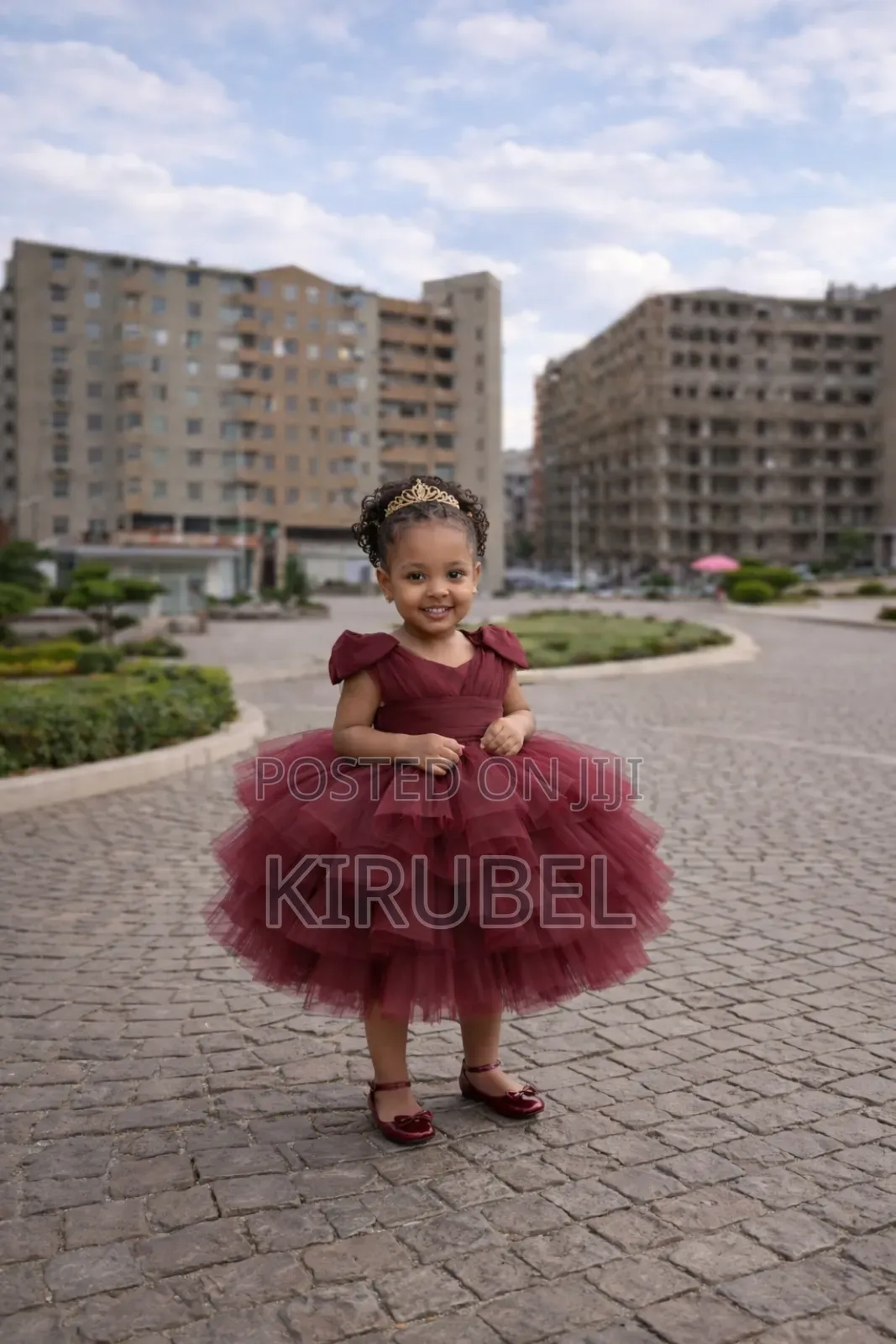 Elegant Burgundy Tulle Party Dress for Girls – Made by Dyk Kids