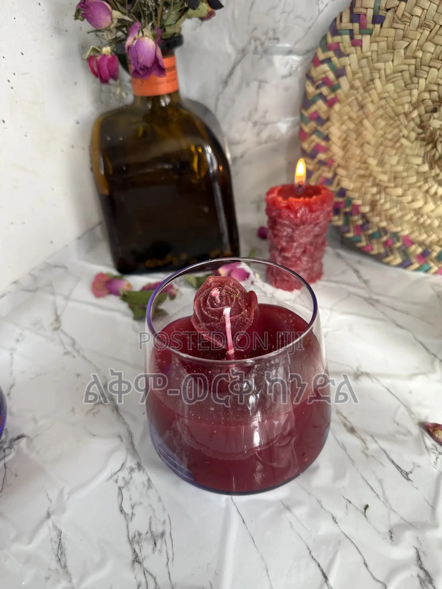 Red -Rose Flower Candle