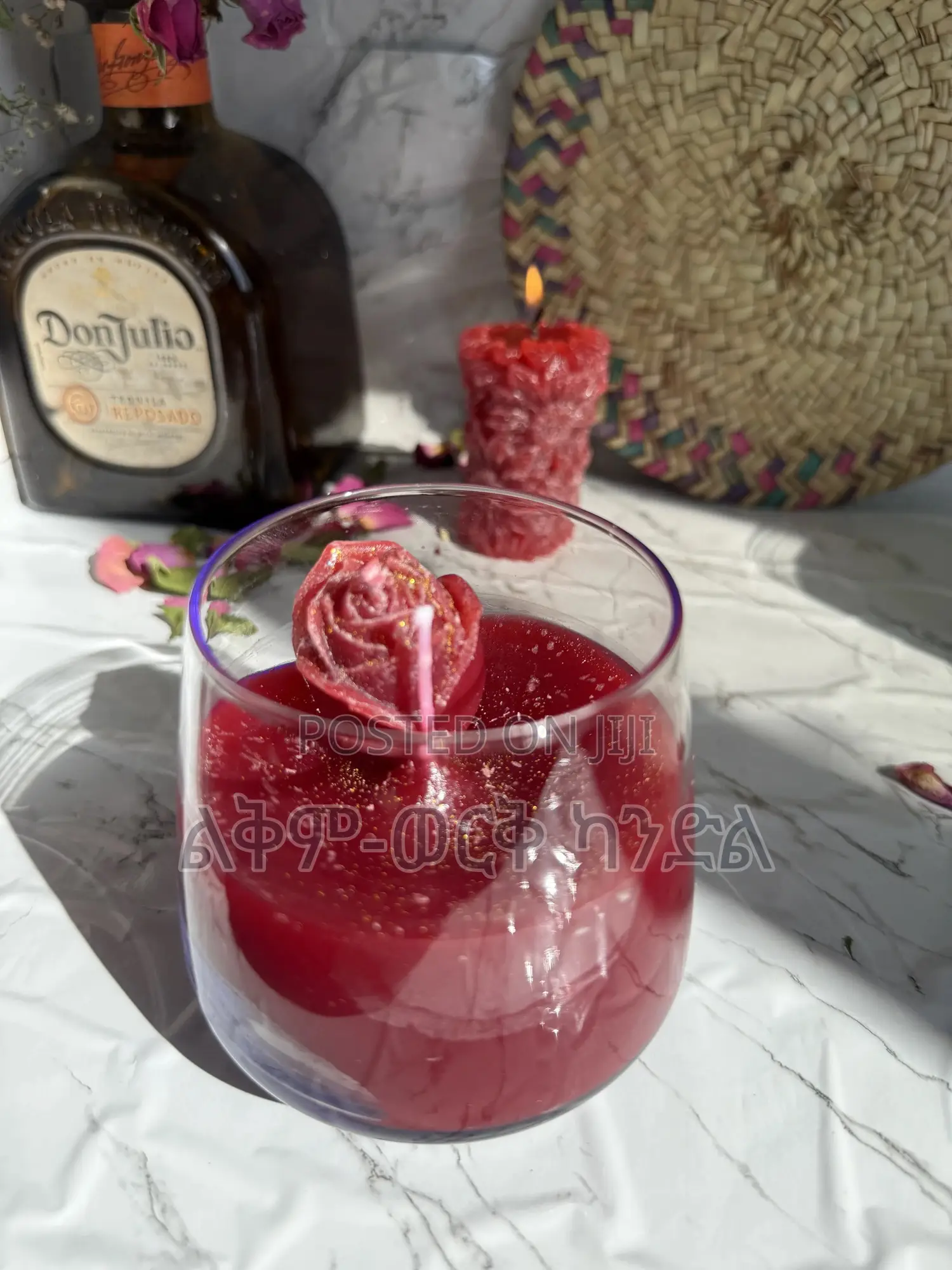 Red -Rose Flower Candle