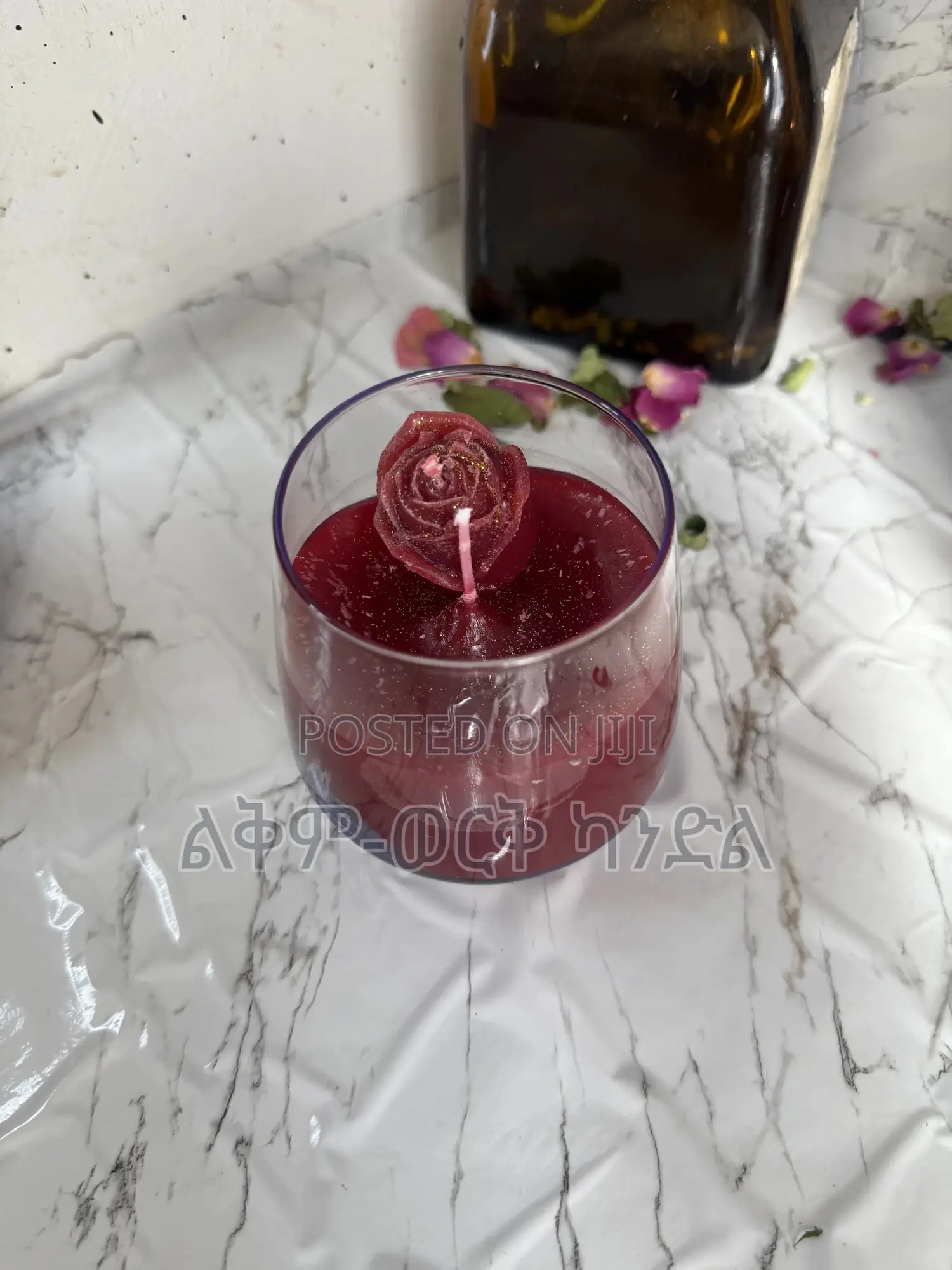 Red -Rose Flower Candle