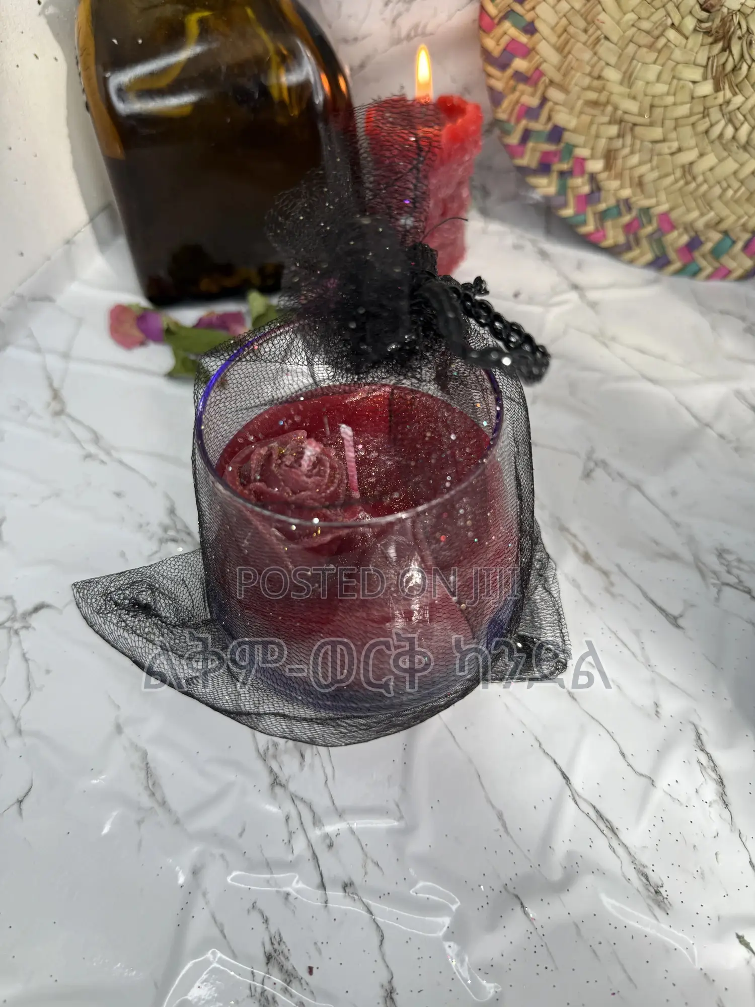 Red -Rose Flower Candle