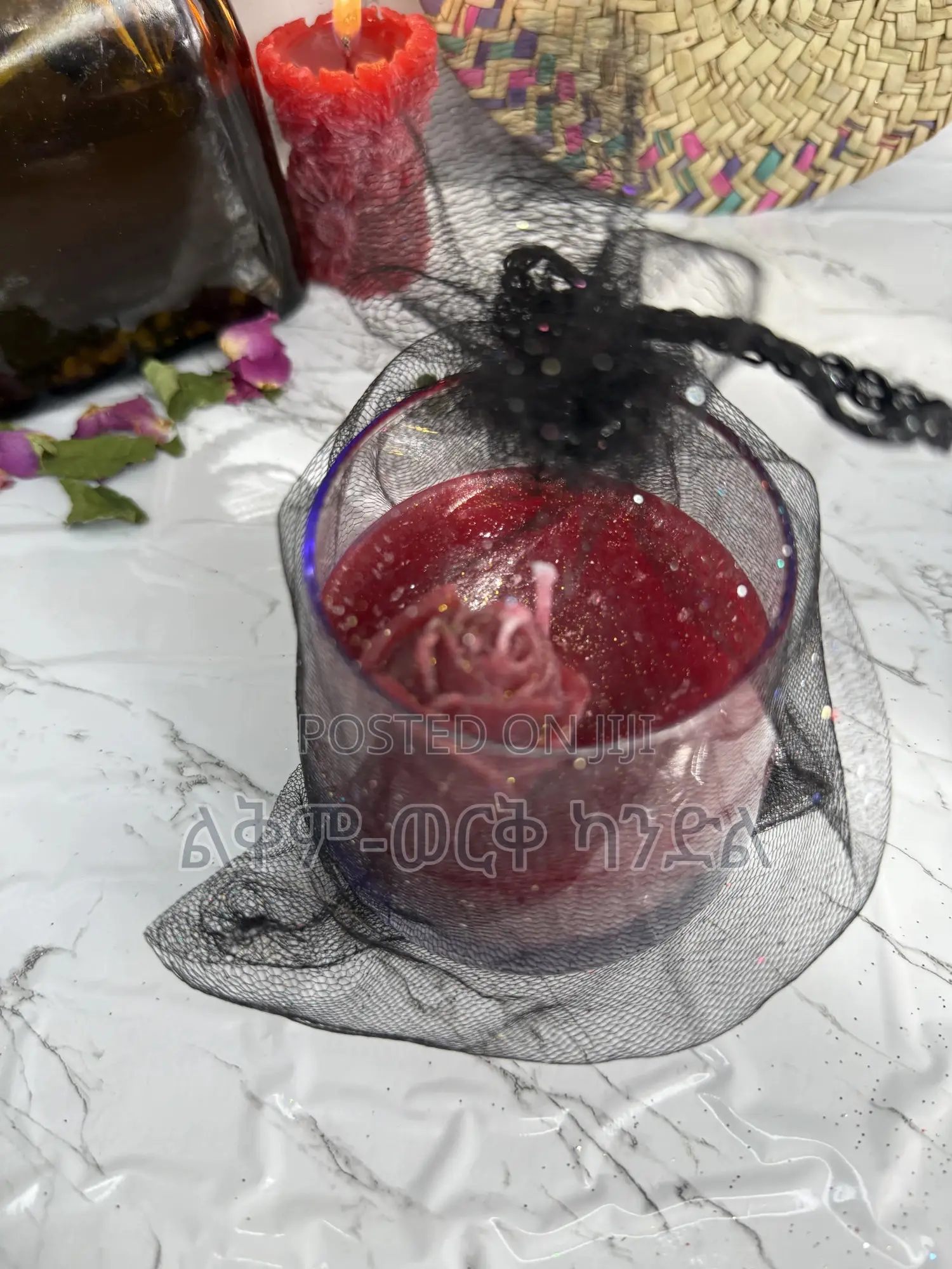 Red -Rose Flower Candle