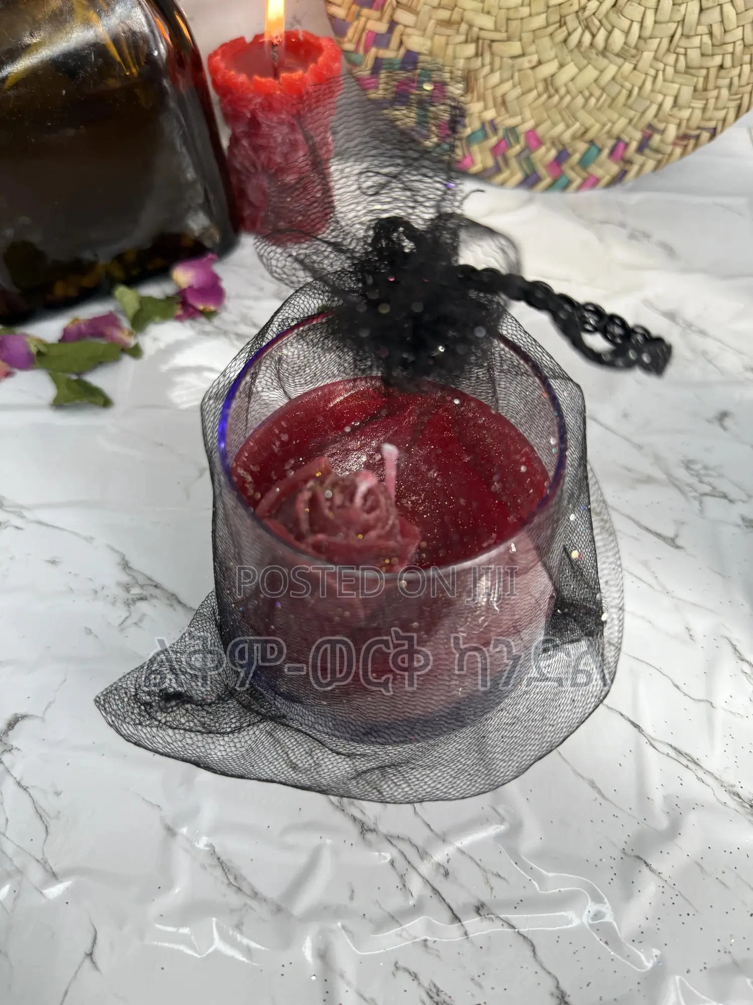 Red -Rose Flower Candle