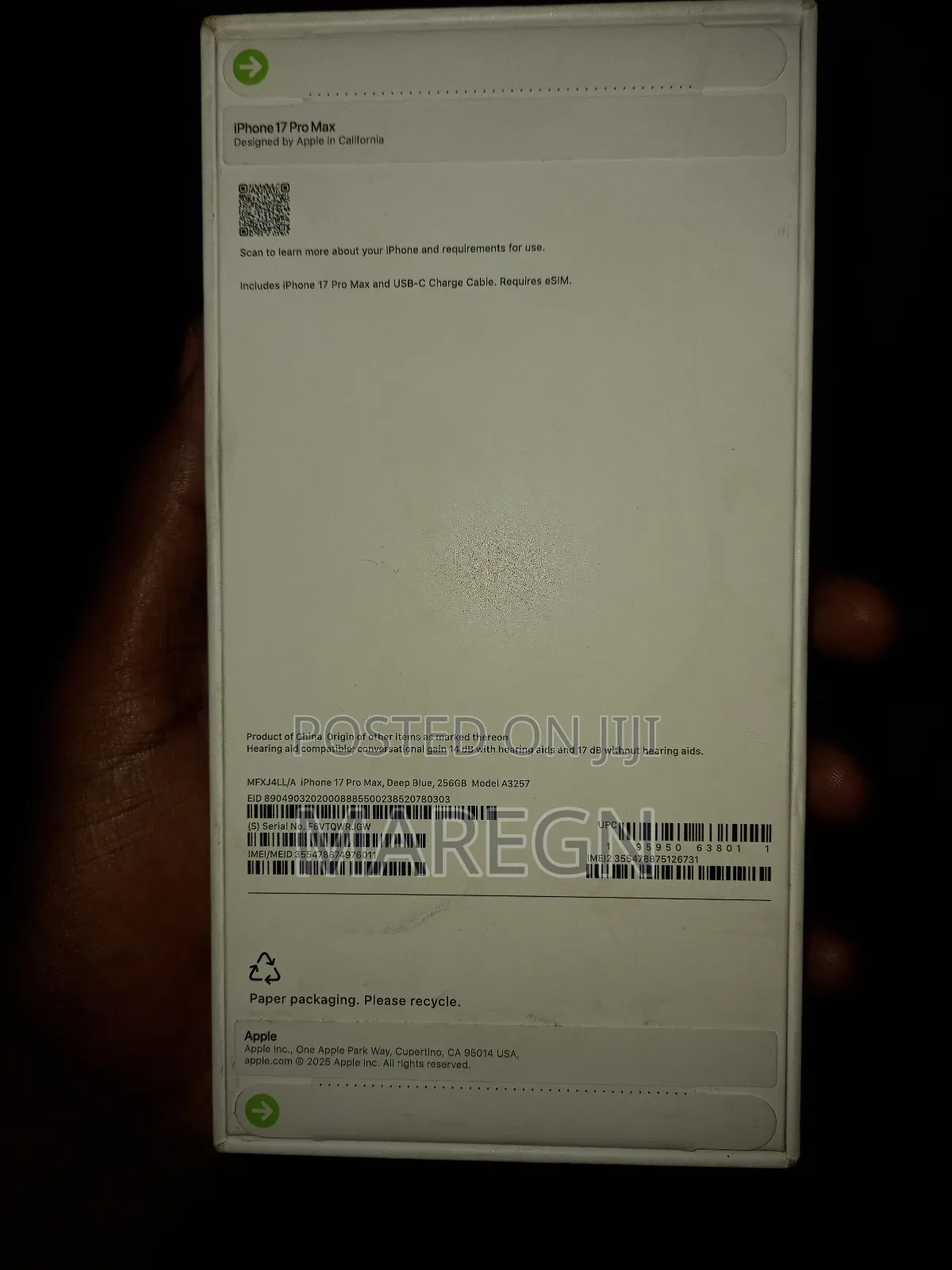 New Apple iPhone 17 Pro Max 256 GB Blue
