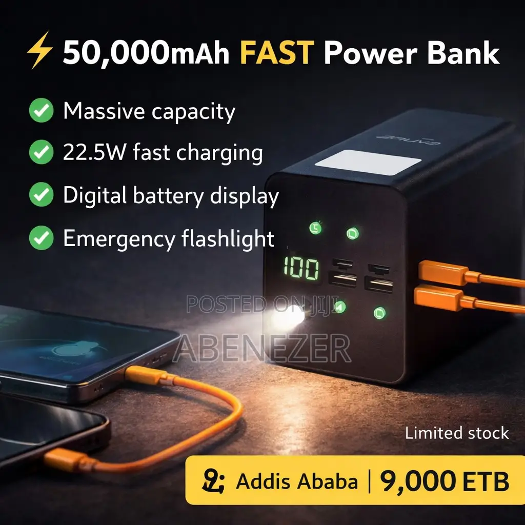 50,000mah Fast Charging Power Bank With Led Light