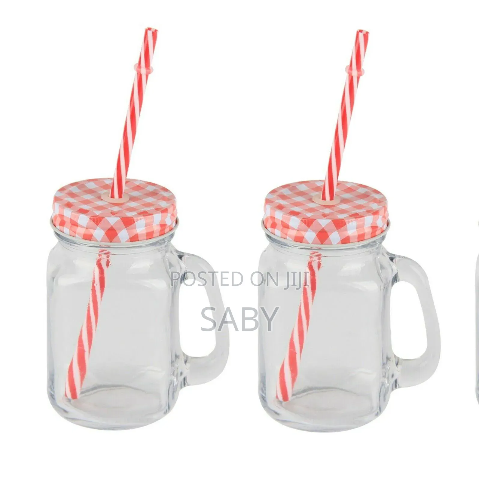 Vintage Mason Glass Drinking Jar With Straw