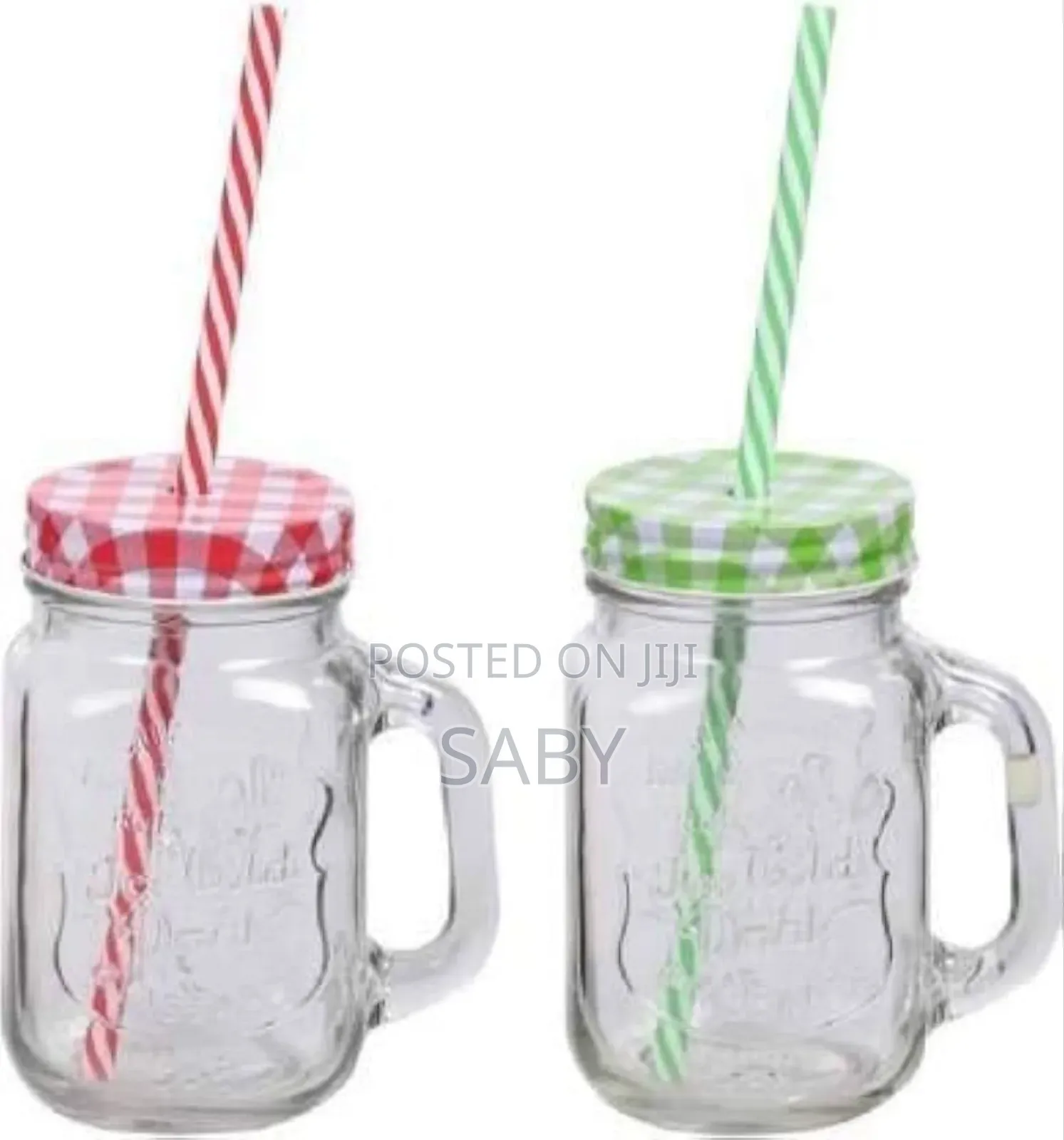 Vintage Mason Glass Drinking Jar With Straw