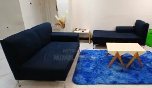 Used L Shape 5 Seat Dark Blue Sofa