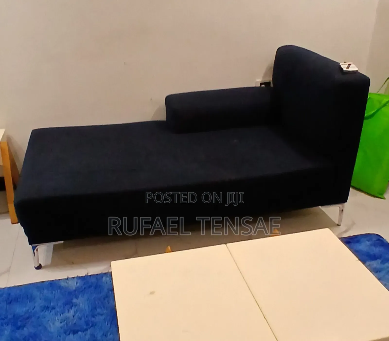 Used L Shape 5 Seat Dark Blue Sofa